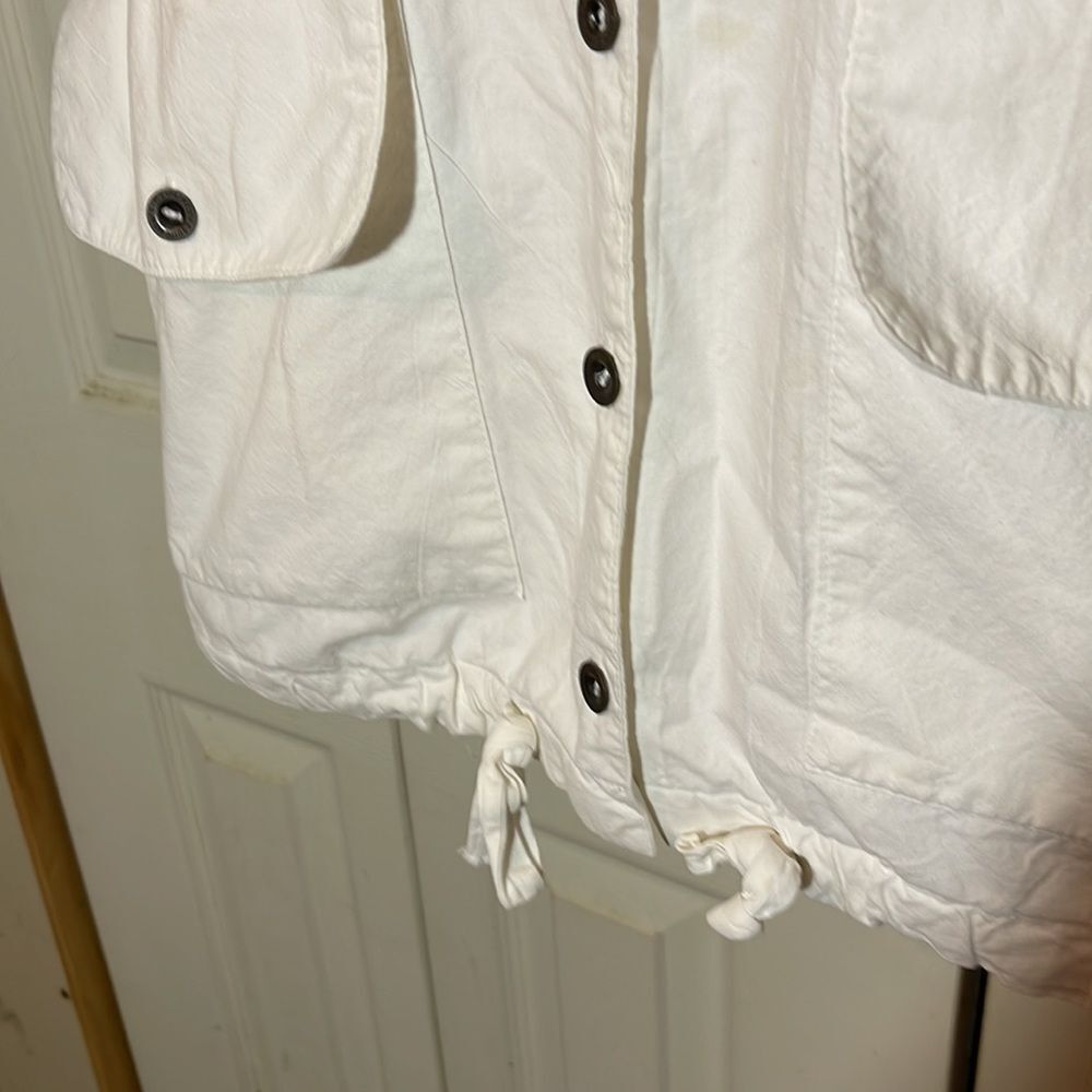 Vintage Obenna 1990s White Cotton Windbreaker Utility Jacket 3/4 Sleeves S - Picture 8 of 16